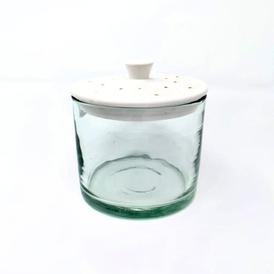 Glass Canister with Ceramic Lid - Engraved & Gold (3 Colour Options)