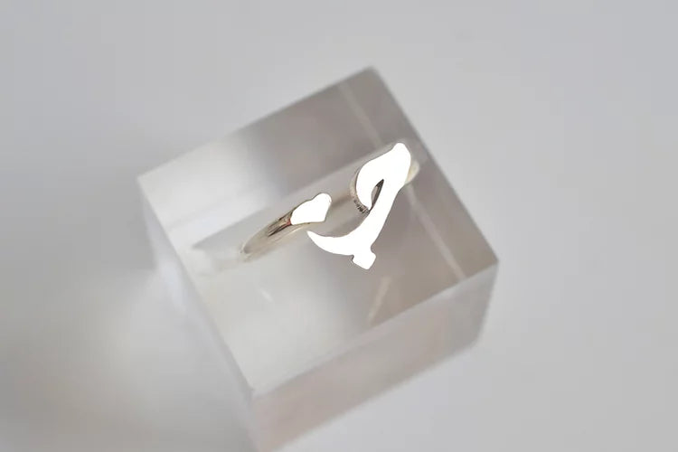 Adjustable Silver ring, Arabic calligraphy of the word LOVE, 925 sterling silver, handmade in Morocco, ELSINIYA