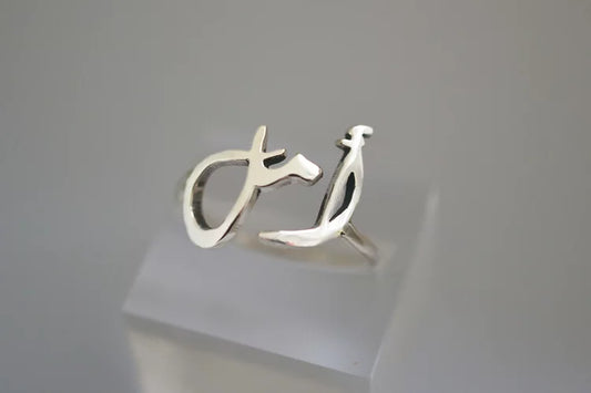 Adjustable Silver ring, Arabic calligraphy of the word HOPE, 925 sterling silver, handmade in Morocco, ELSINIYA