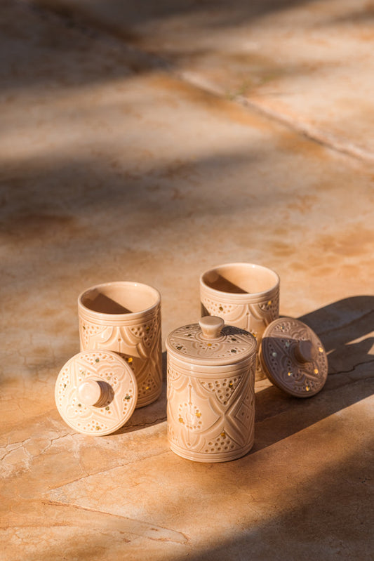 Ceramic Decorative Canister - Engraved & Gold (4 Colour Options)