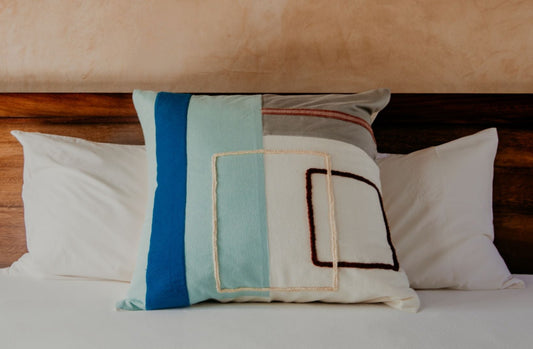 Colorblock Embroidered Pillow
