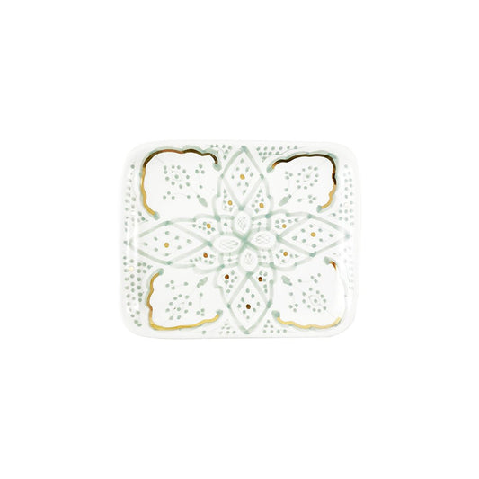 Rectangular Ceramic Vanity Tray - Small - Sage Green & Gold
