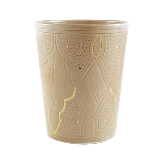 Ceramic Vase / Planter - Engraved & Gold- Sand Gold